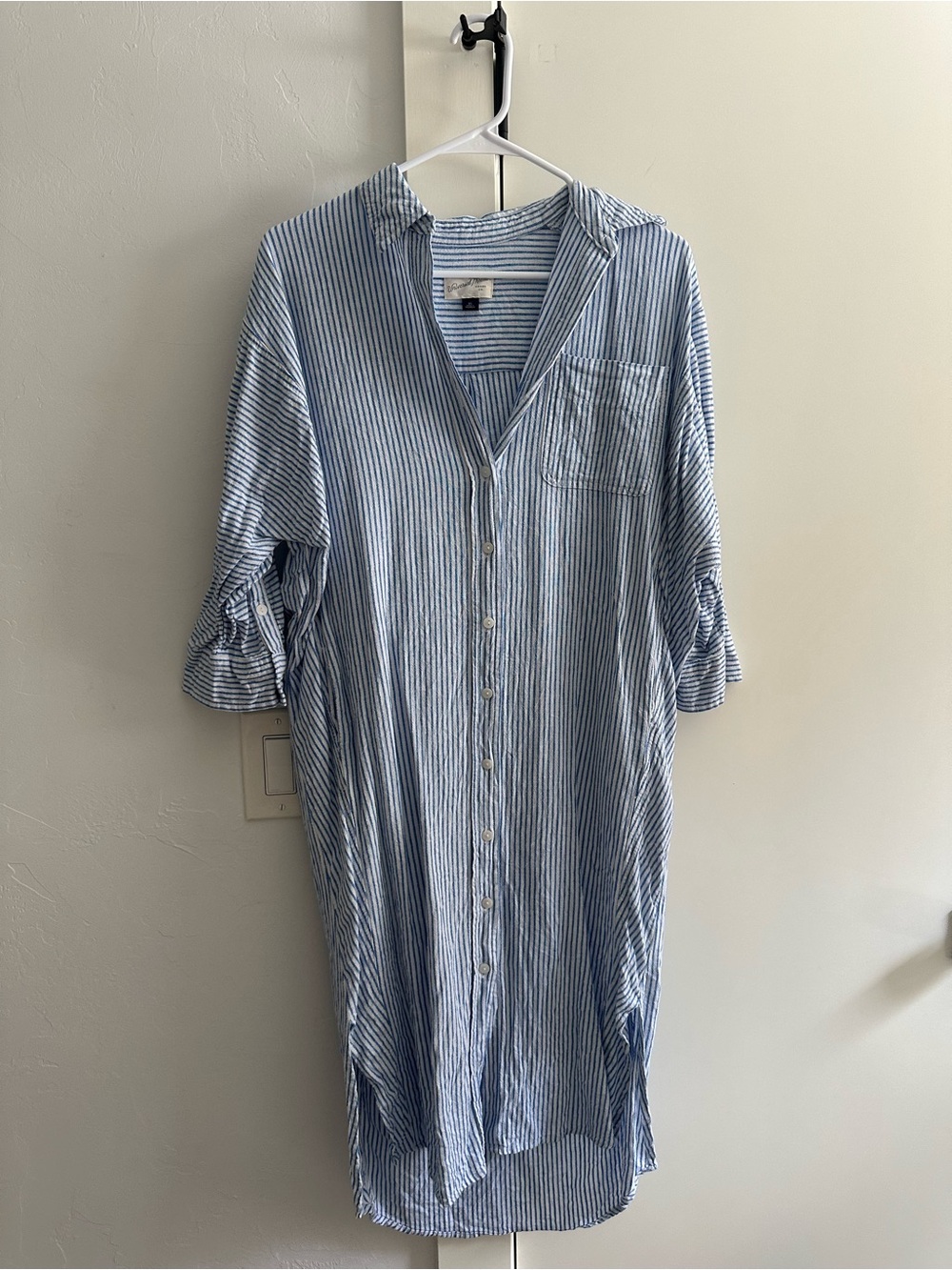 Universal Thread Blue and White Striped Midi Shirt Dress